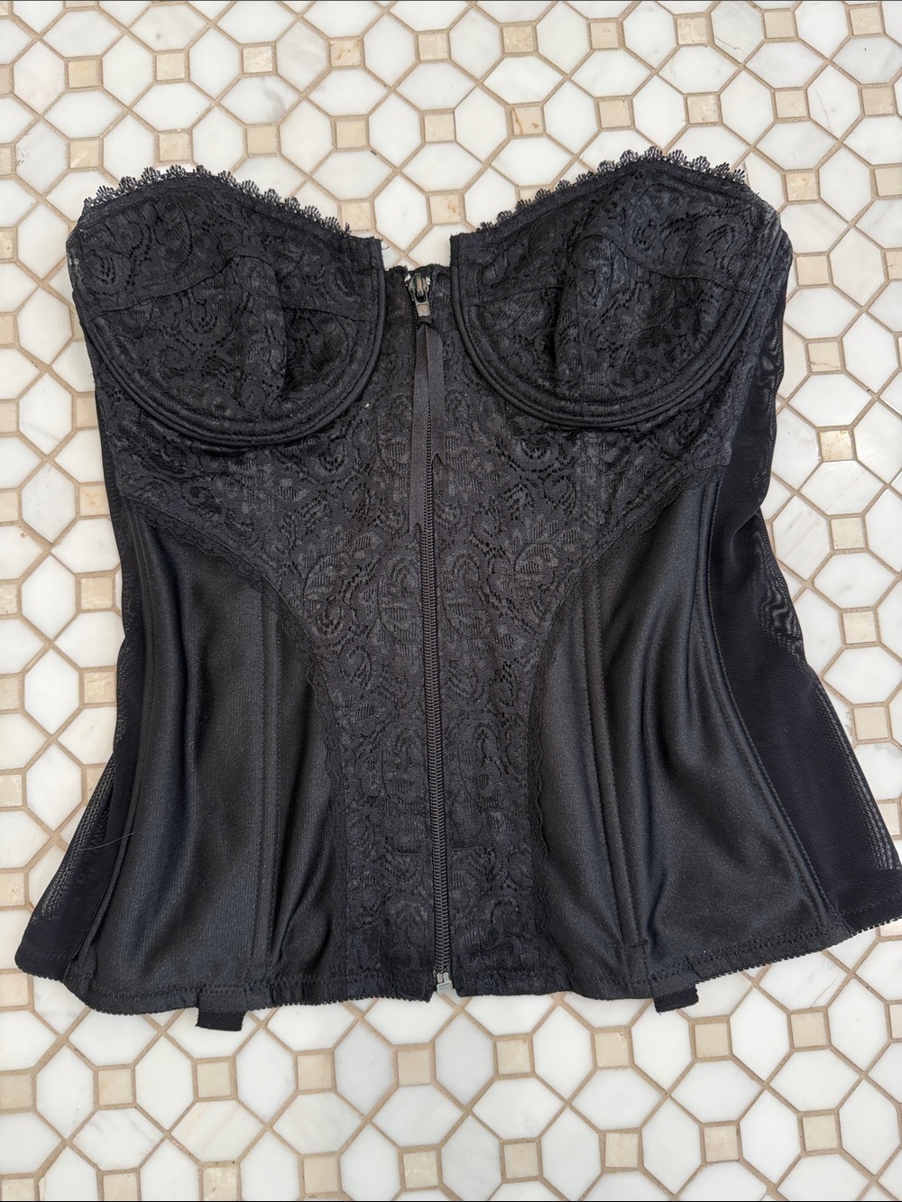 Black Lace Bustier Corset Top - Strapless Shaping Bustier